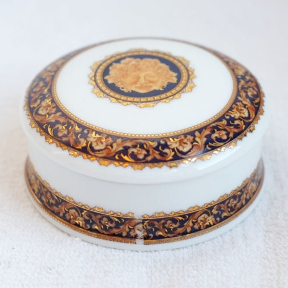 Vintage T. Limoges Porcelain Trinket Box, Bacchus